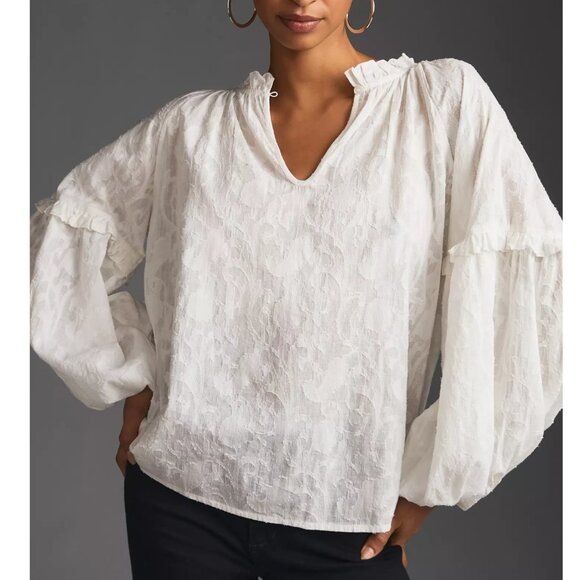 Anthropologie Forever That Girl Justine Blouse White M - Picture 1 of 11